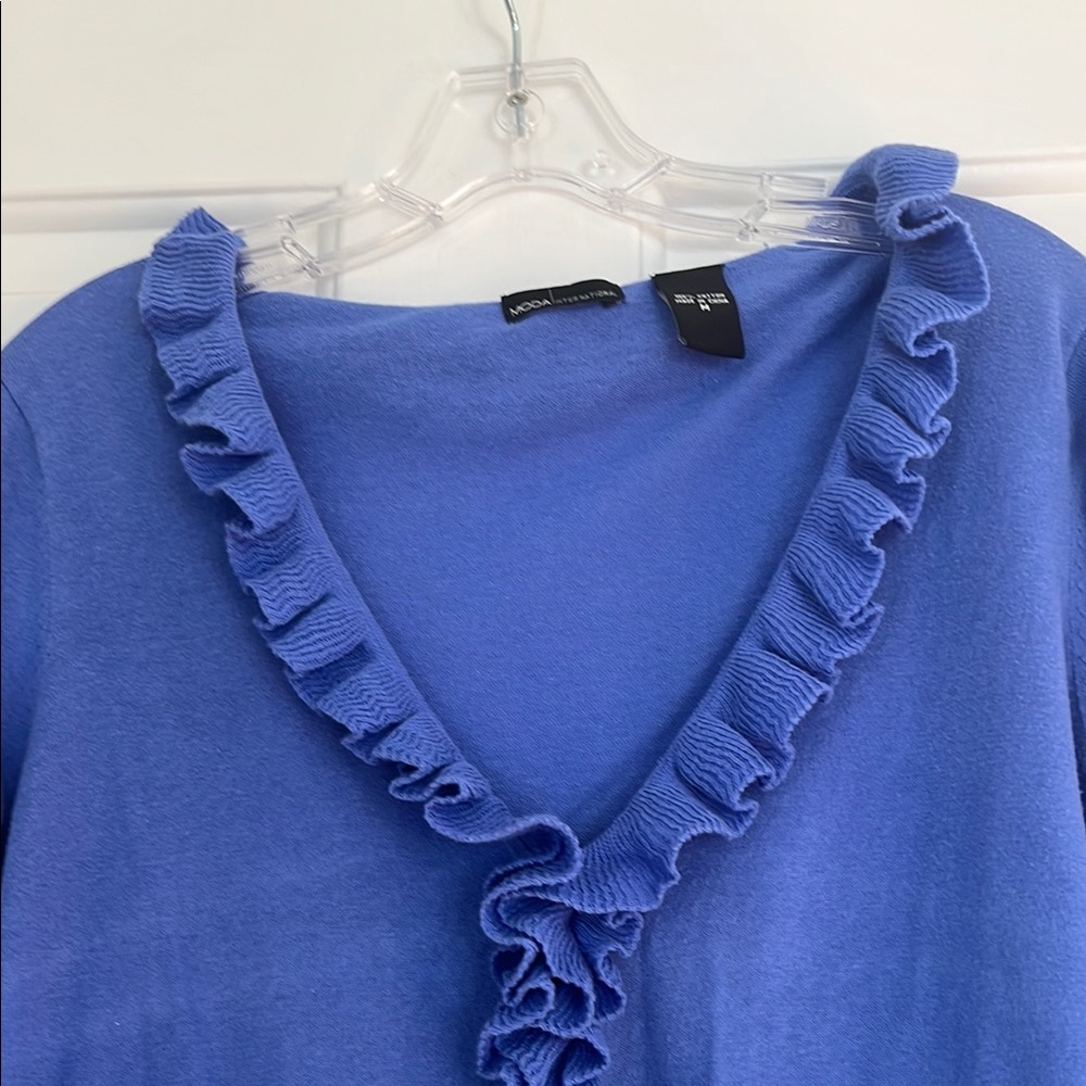 Moda International Blue Ruffled Cardigan - Picture 5 of 6